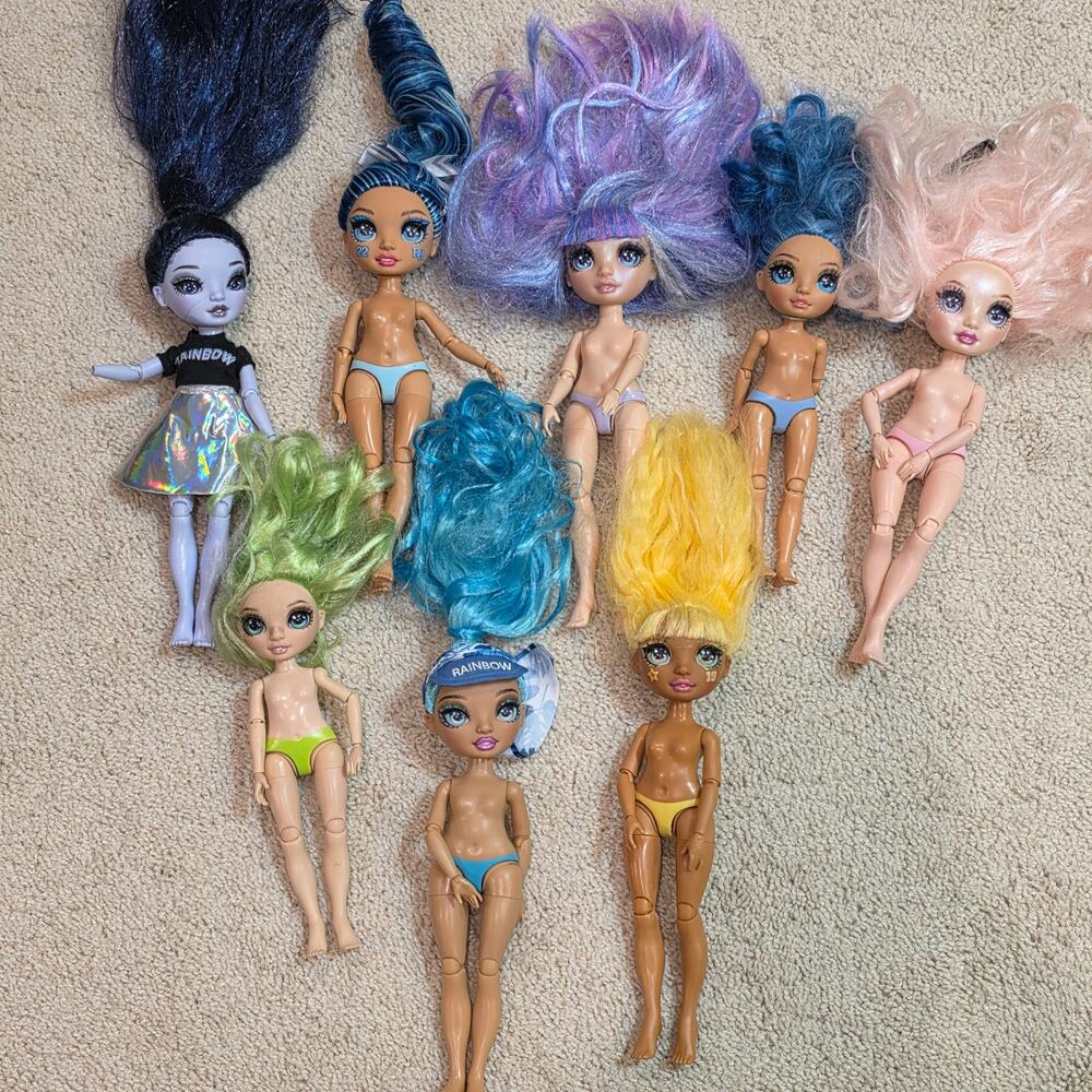 Lot of 8 Rainbow High & Shadow High Dolls - Multi-Color Hair / Articulated